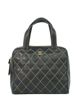 Chanel Wild Stitch CC Logo Tote Leather Black